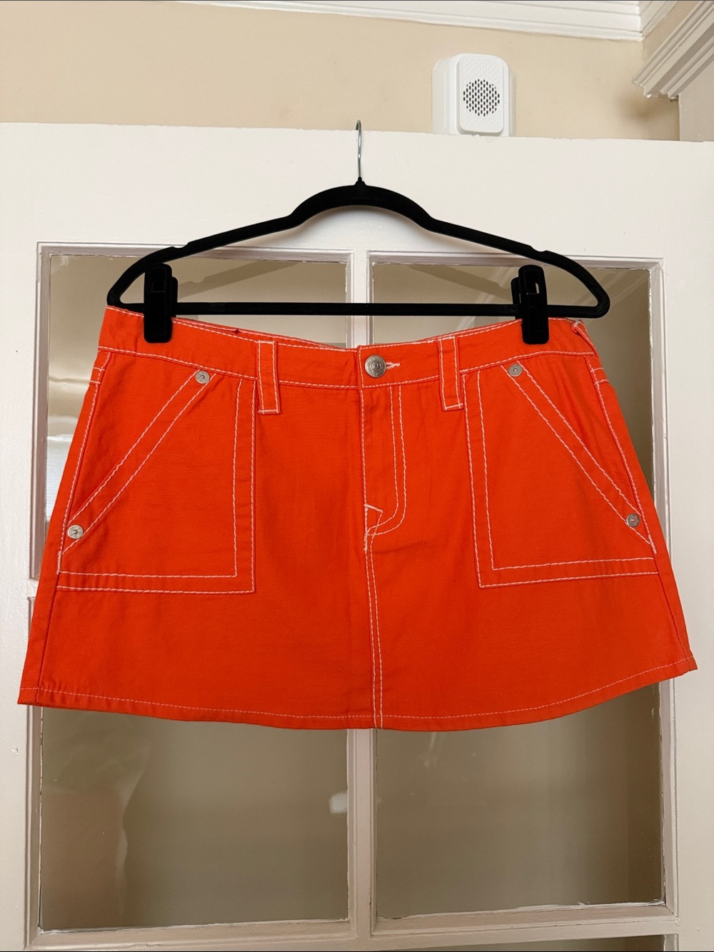 True Religion Flame Sadie Cargo Mini Skirt with White Topstitching